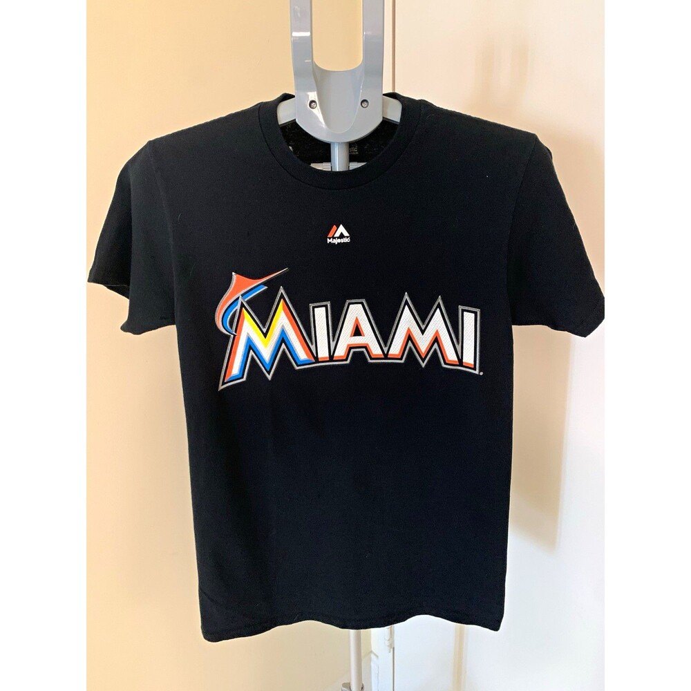Majestic Miami Marlins Fernandez #16 Black Shirt Size S MLB Baseball